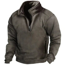 Half-Zip Casual Sweatshirt With Stand-Up Collar