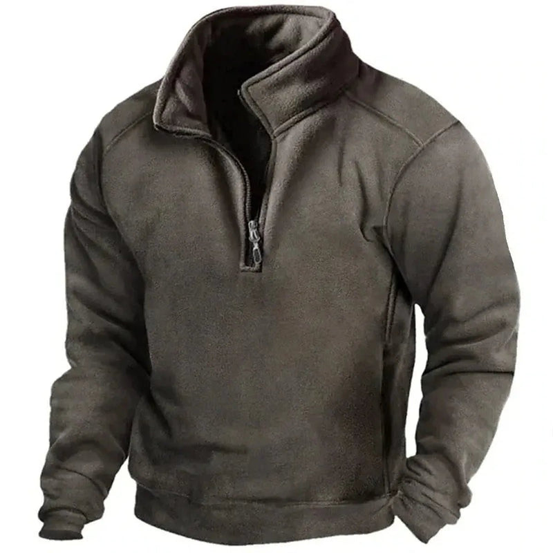 Half-Zip Casual Sweatshirt With Stand-Up Collar