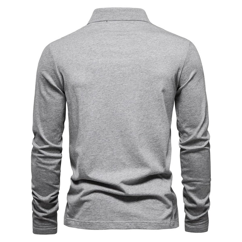Half-Zip Long Sleeve Polo Shirt With Structured Collar