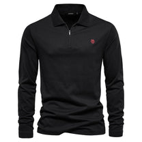 Half-Zip Long Sleeve Polo Shirt With Structured Collar