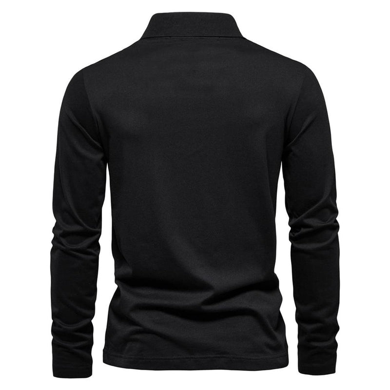 Half-Zip Long Sleeve Polo Shirt With Structured Collar