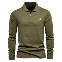 Half-Zip Long Sleeve Polo Shirt With Structured Collar
