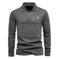 Half-Zip Long Sleeve Polo Shirt With Structured Collar