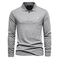 Half-Zip Long Sleeve Polo Shirt With Structured Collar