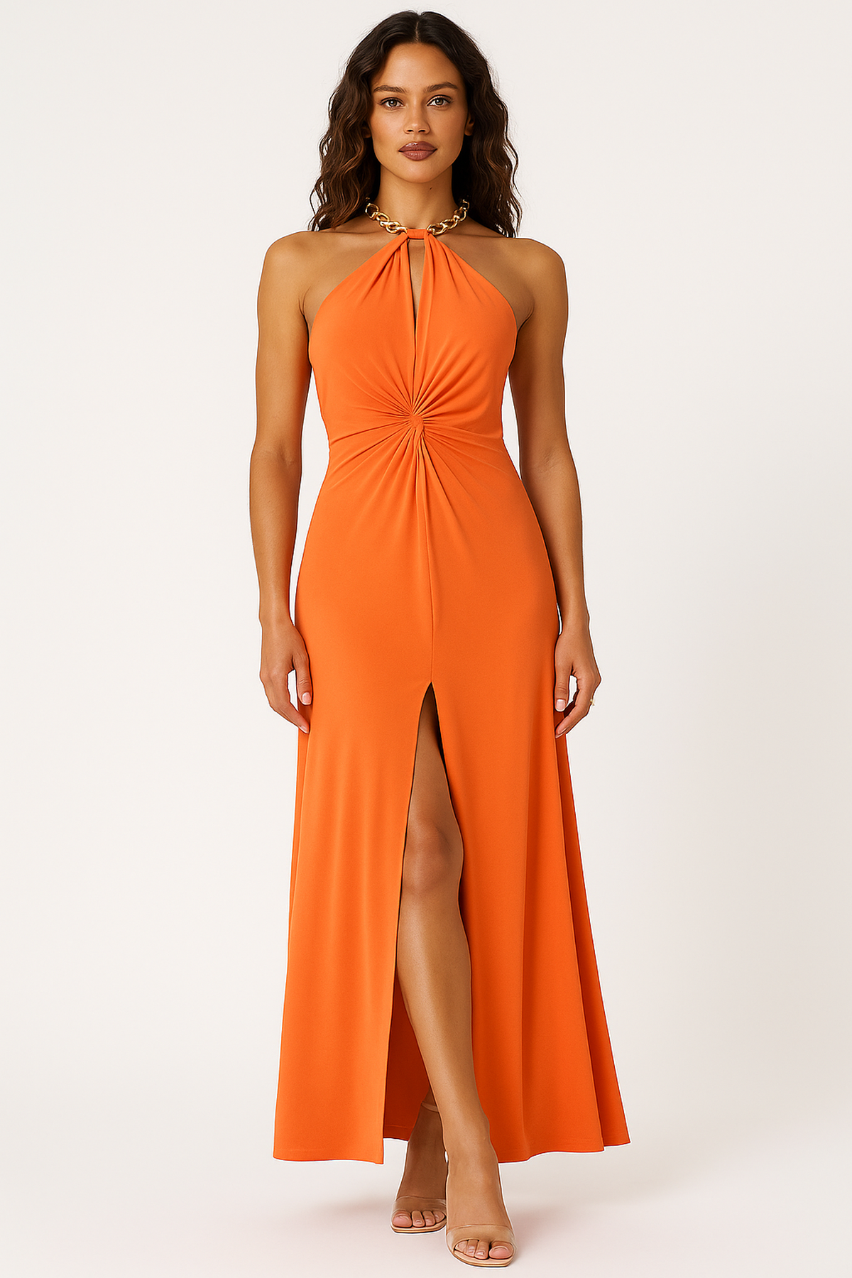 Halter Maxi Dress – Metal Chain Neck