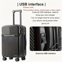 Hard Shell Cabin Luggage With Cup Holder, USB Ports And TSA Lock