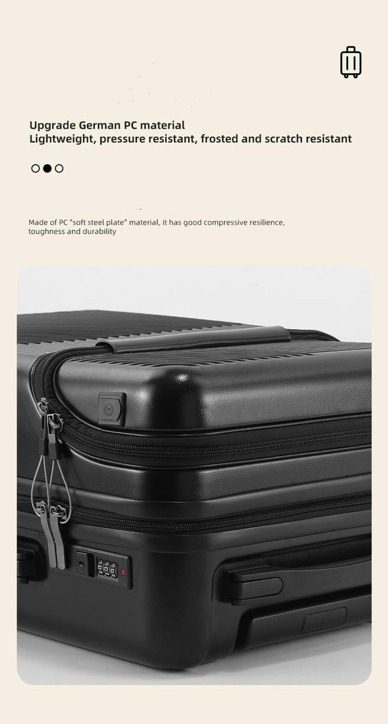 Hard Shell Cabin Luggage With Cup Holder, USB Ports And TSA Lock