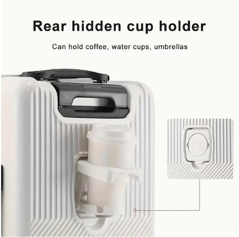 Hard Shell Cabin Luggage With Cup Holder, USB Ports And TSA Lock