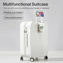 Hard-Shell Suitcase With Spinner Wheels And Integrated Cup Holder