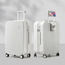 Hard-Shell Suitcase With Spinner Wheels And Integrated Cup Holder