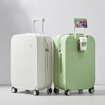 Hard-Shell Suitcase With Spinner Wheels And Integrated Cup Holder