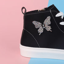 High Canvas Children&#39;s Sneakers With Bow And Side Zip