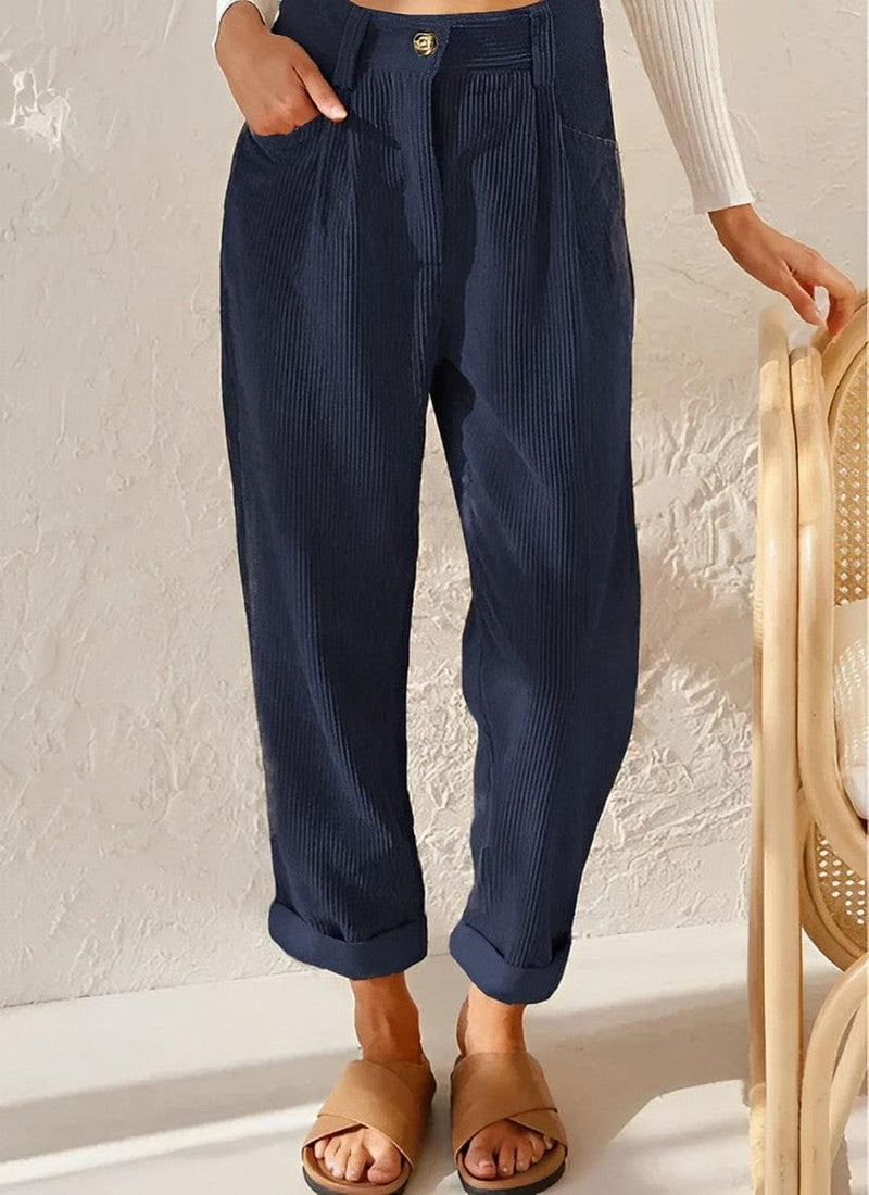 High Waist Cord Trousers For Women - Versatile And Stylish
