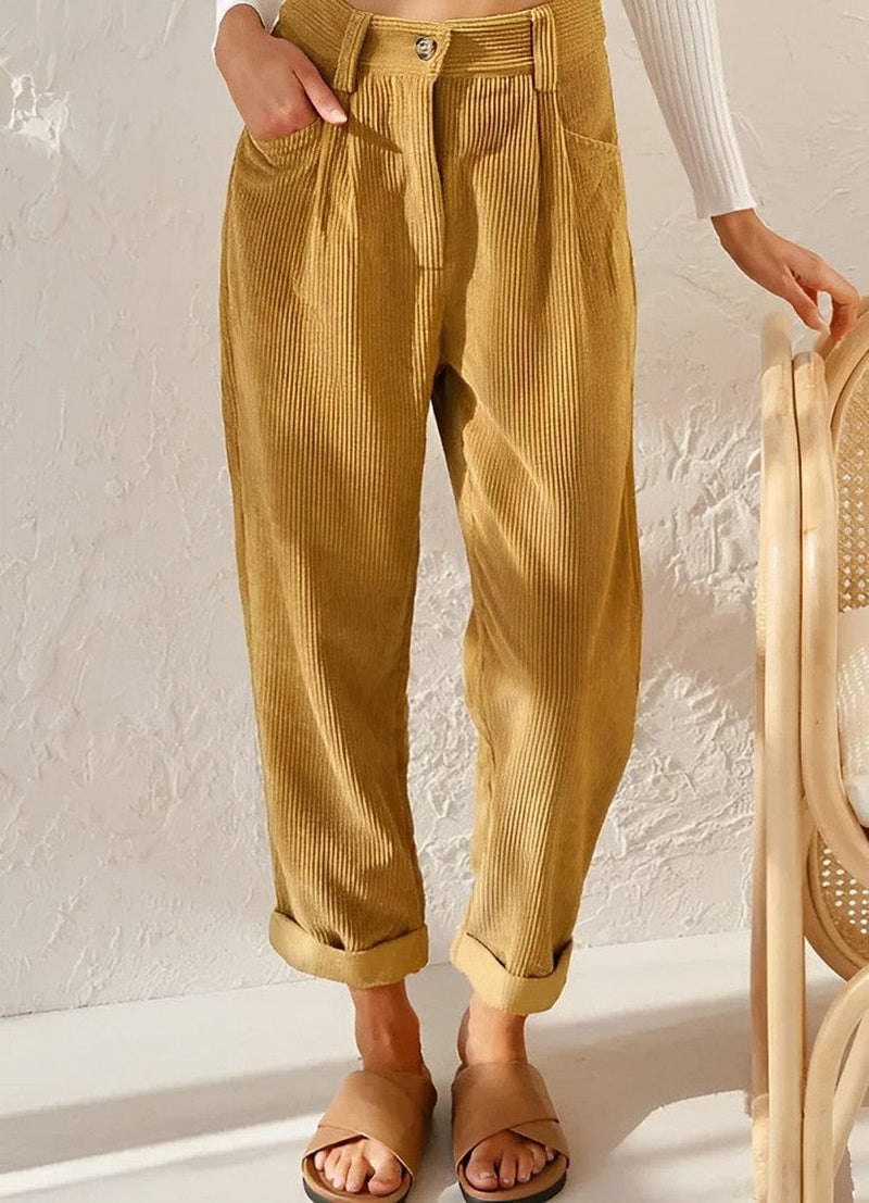 High Waist Cord Trousers For Women - Versatile And Stylish