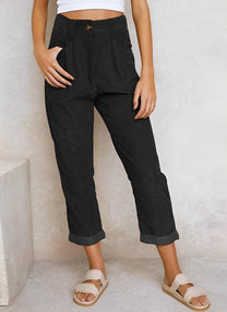 High Waist Cord Trousers For Women - Versatile And Stylish