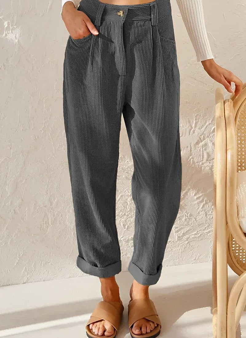 High Waist Cord Trousers For Women - Versatile And Stylish