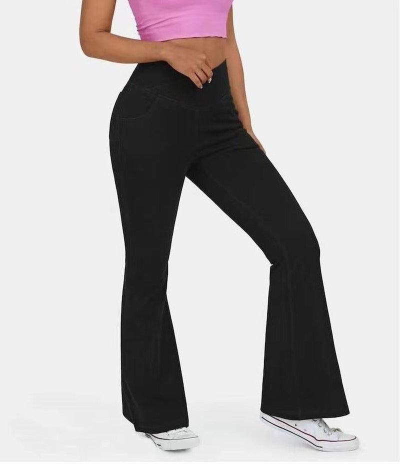 High Waist Flared Stretch Denim Jeans For Women