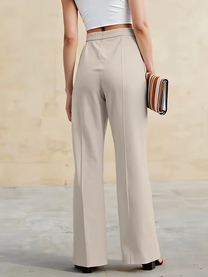 High Waist Pants with Belt Buckle Detail