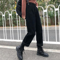 High Waist Wide Leg Cord Trousers for Women