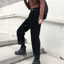 High Waist Wide Leg Cord Trousers for Women