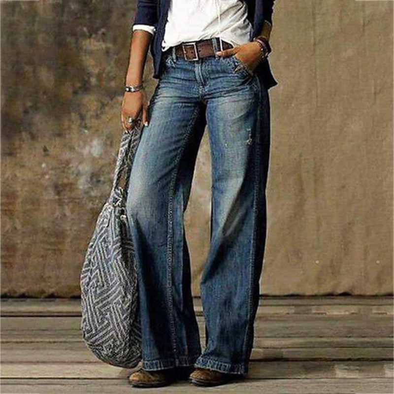 High-Waist Wide-Leg Flare Jeans