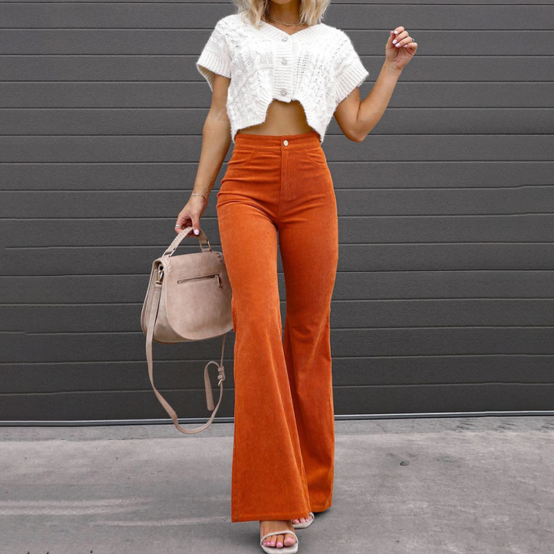 High-Waisted Flared Trousers Made From Organic Corduroy