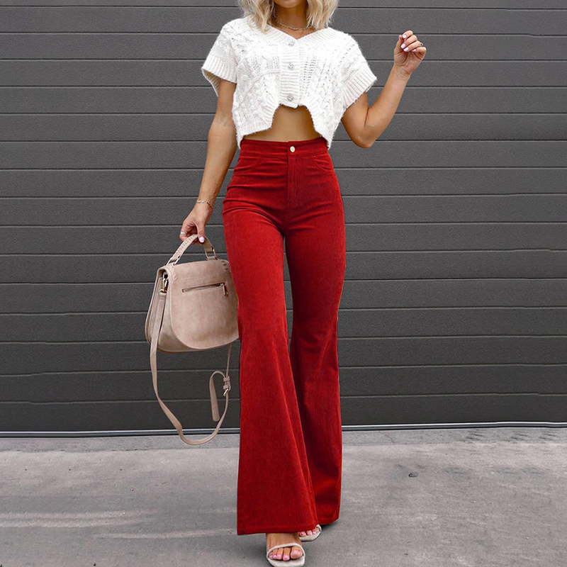 High-Waisted Flared Trousers Made From Organic Corduroy