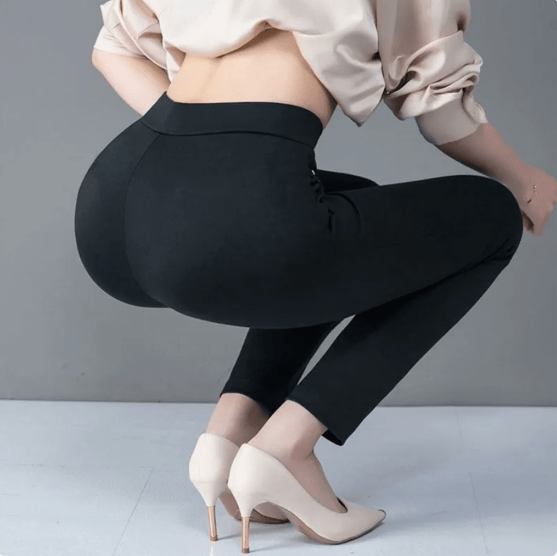 High-Waisted Stretch Leggings With Faux Pocket