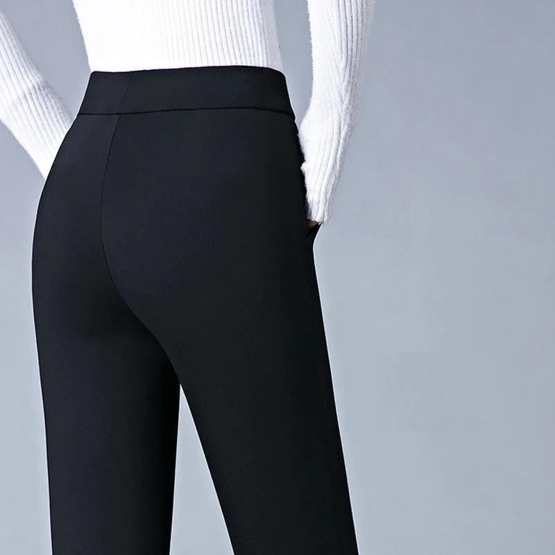 High-Waisted Stretch Leggings With Faux Pocket