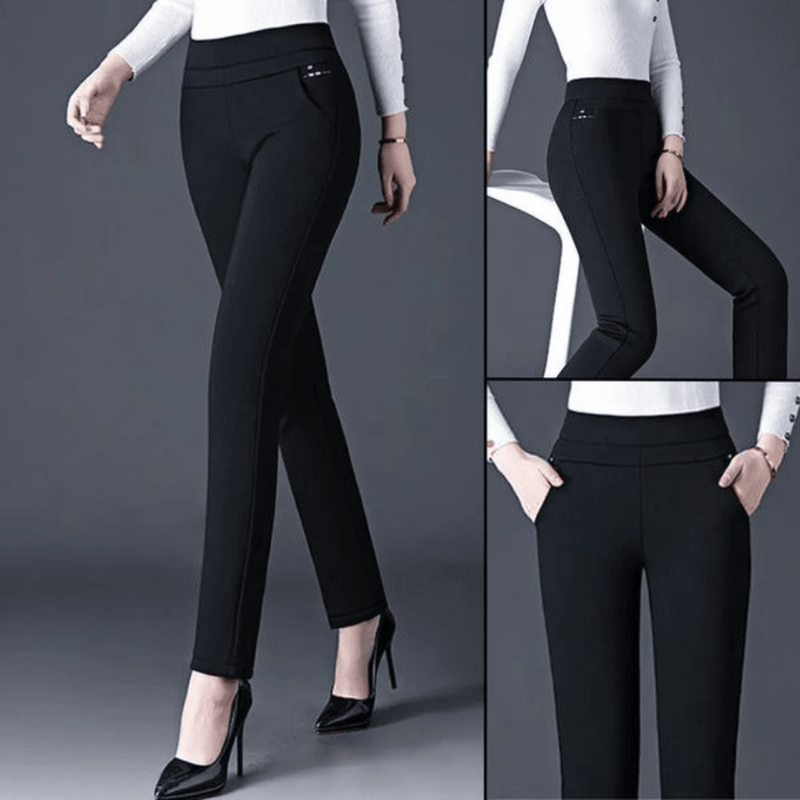 High-Waisted Stretch Leggings With Faux Pocket