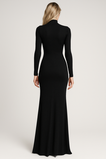 Hollow-out Long‑Sleeve Maxi Dress