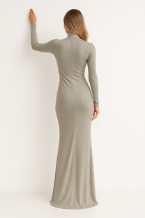 Hollow-out Long‑Sleeve Maxi Dress