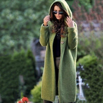 Hooded Cardigan Cotton Polyester Blend