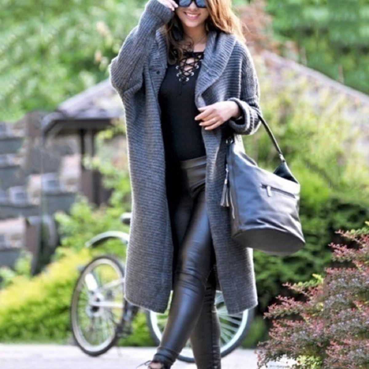 Hooded Cardigan Cotton Polyester Blend