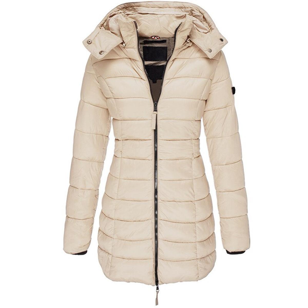 Hooded Insulated Winter Jacket With Zipper Closure