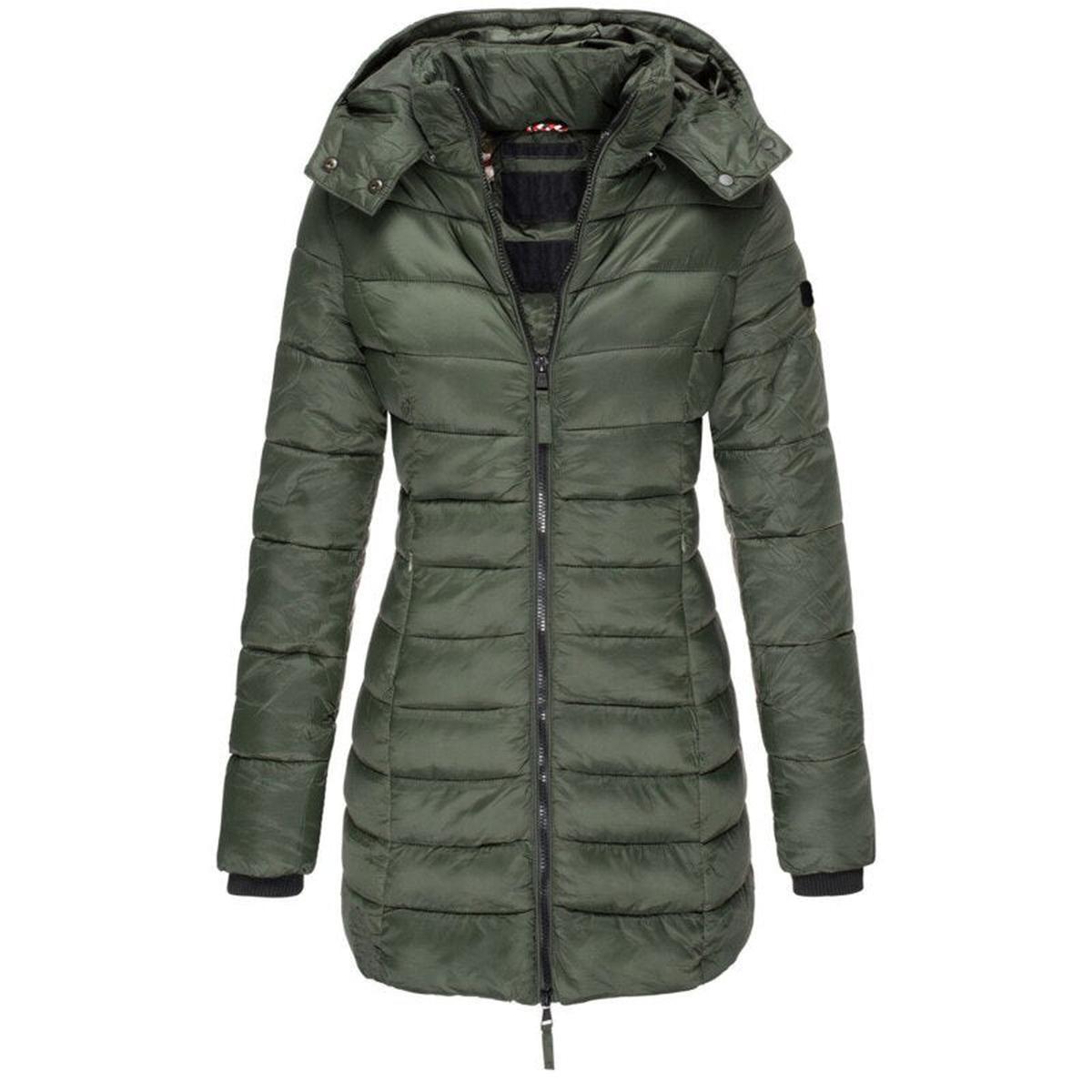 Hooded Insulated Winter Jacket With Zipper Closure