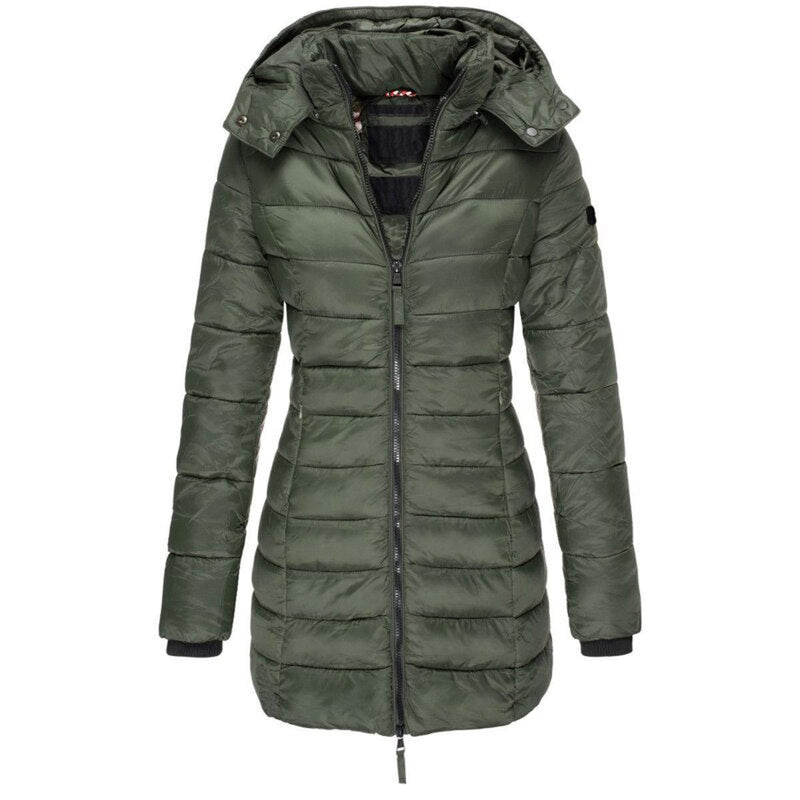 Hooded Insulated Winter Jacket With Zipper Closure