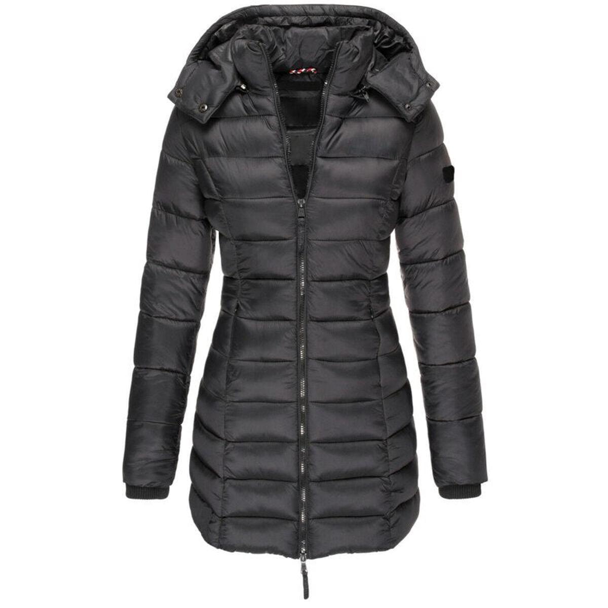 Hooded Insulated Winter Jacket With Zipper Closure