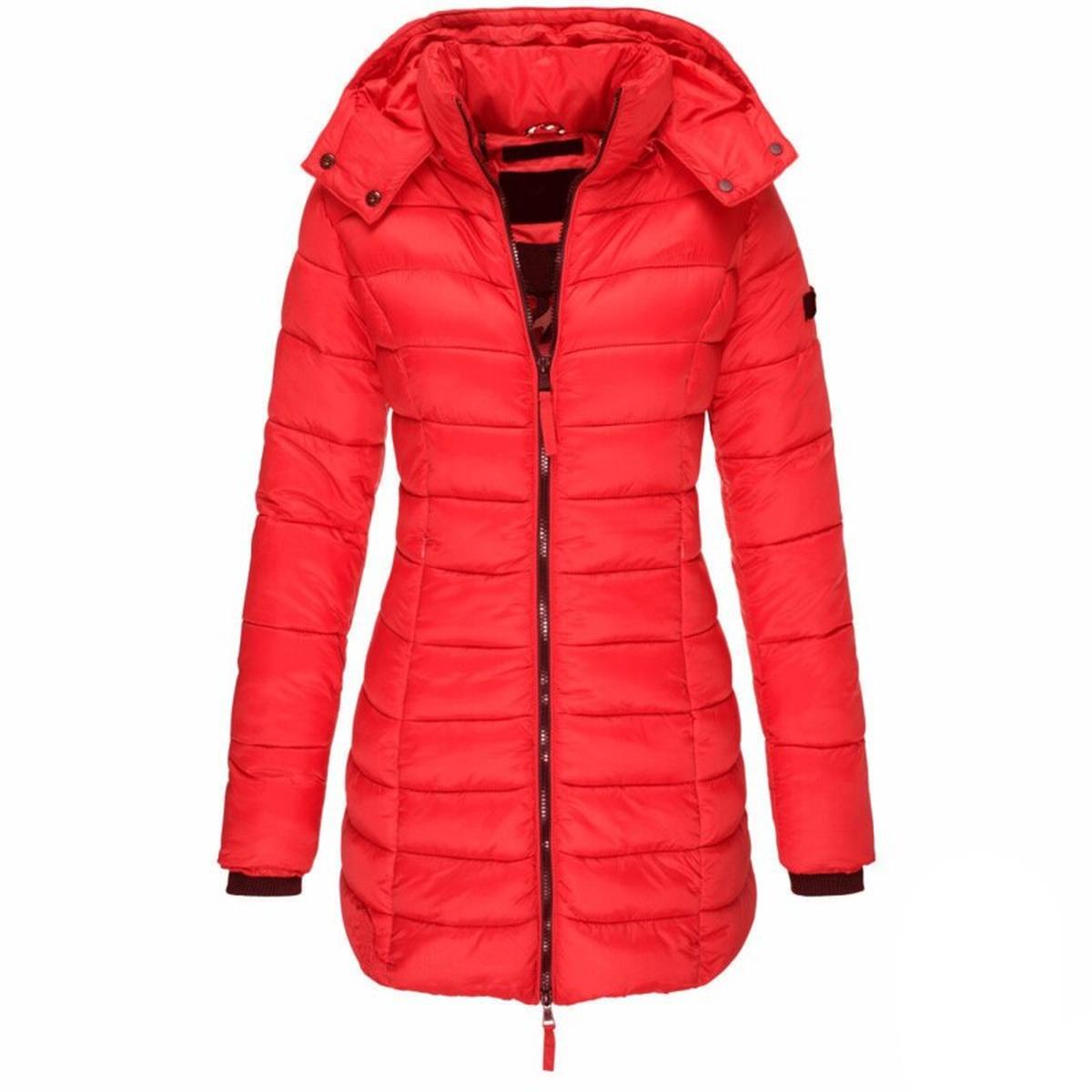 Hooded Insulated Winter Jacket With Zipper Closure