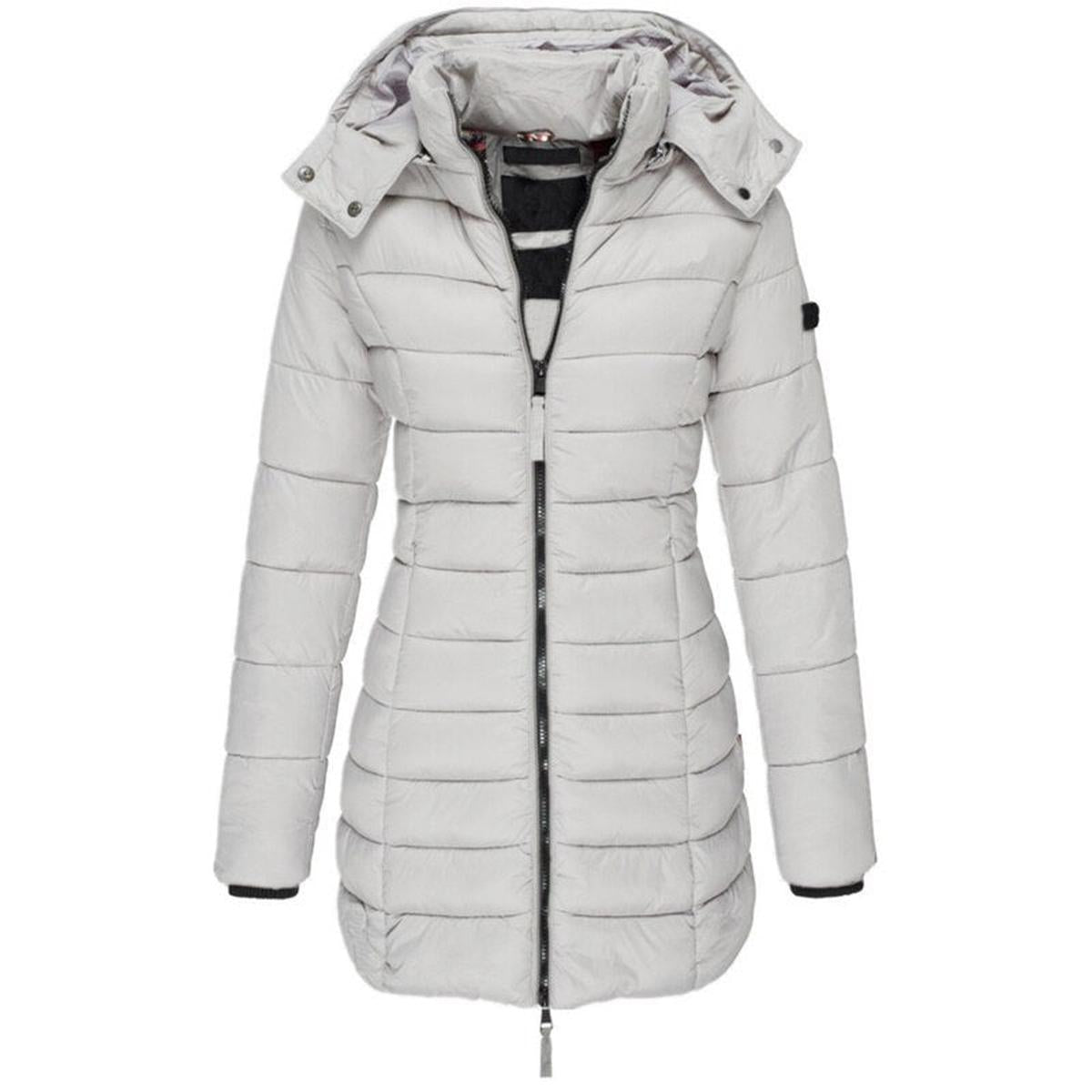 Hooded Insulated Winter Jacket With Zipper Closure