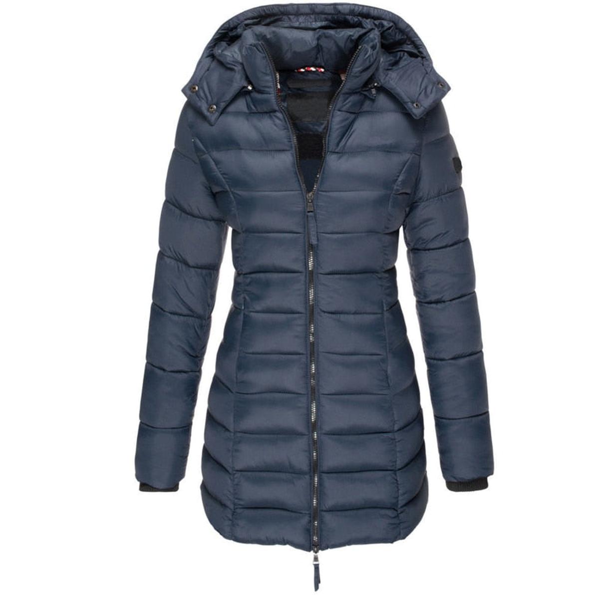 Hooded Insulated Winter Jacket With Zipper Closure