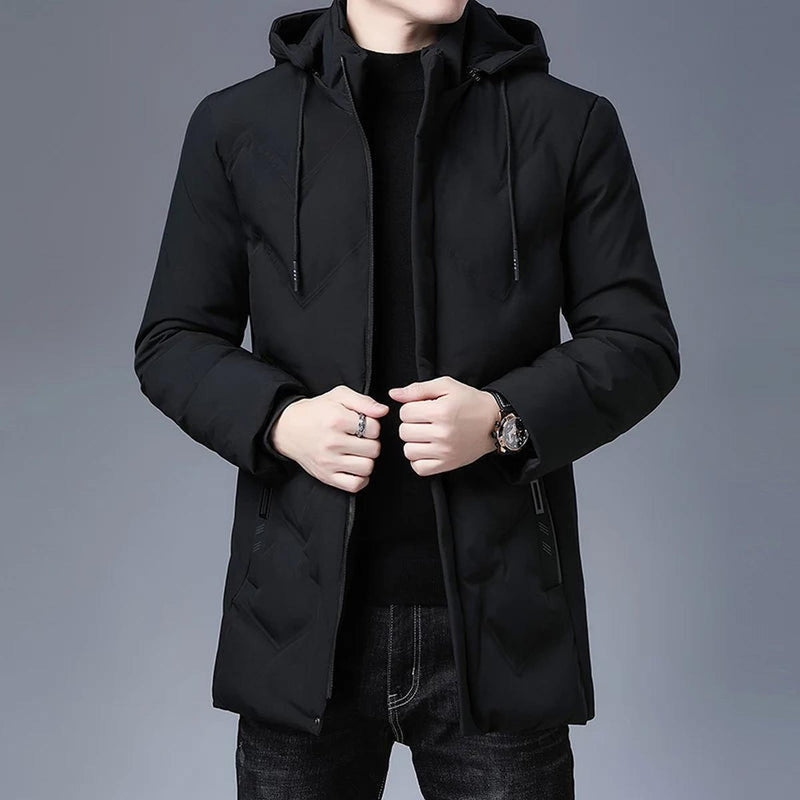 Hooded Mid-Length Coat For Men