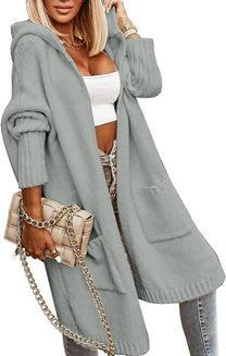 Hooded Oversized Knit Cardigan in Wool Blend Herwick