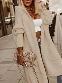 Hooded Oversized Knit Cardigan in Wool Blend Herwick