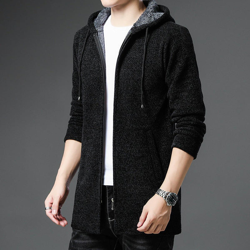 Hooded Windbreaker Sweater With Warm Lining