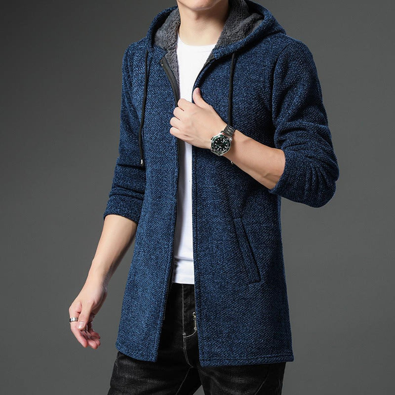 Hooded Windbreaker Sweater With Warm Lining