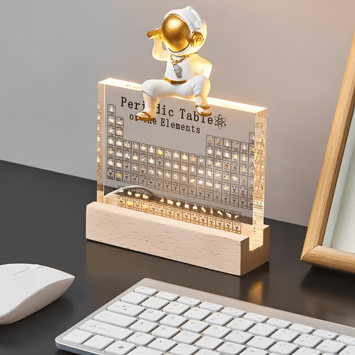 Illuminated Periodic Table With Real Elements