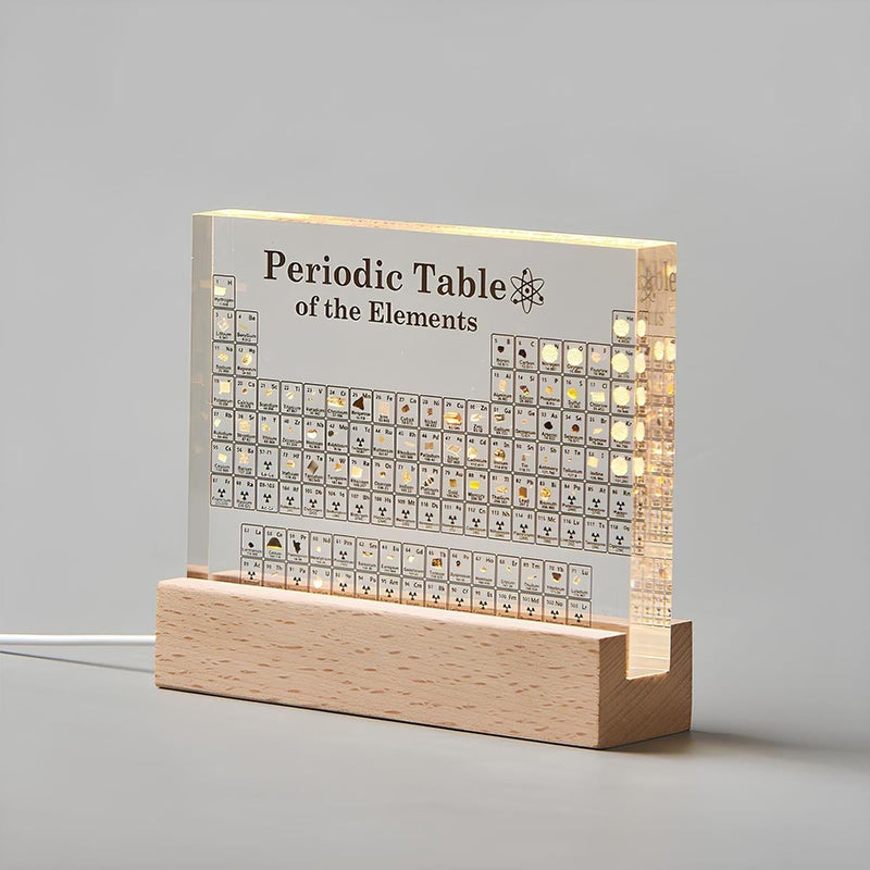 Illuminated Periodic Table With Real Elements