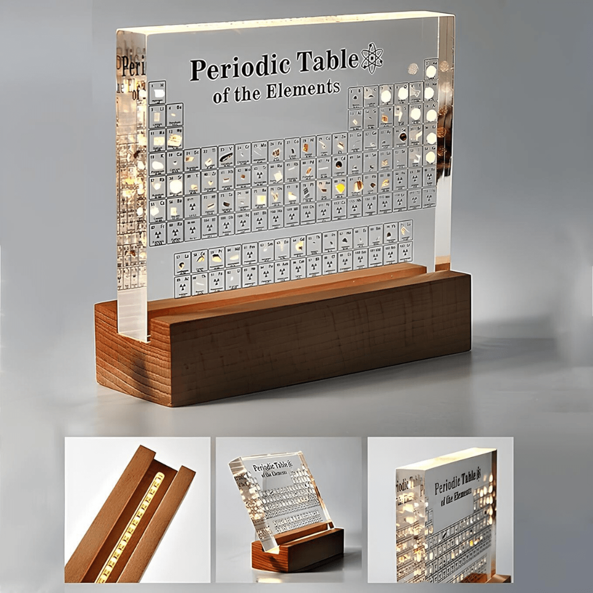 Illuminated Periodic Table With Real Elements