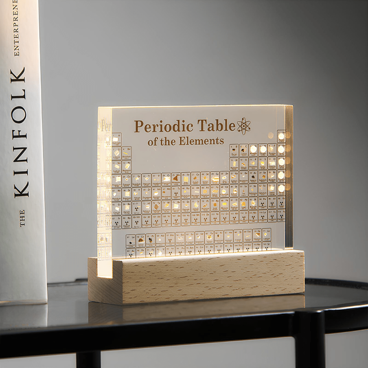 Illuminated Periodic Table With Real Elements